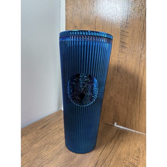 Starbucks Other - Starbucks 2023 Metallic Blue Venti Cold Cup Tumbler Lid Straw 24 oz
